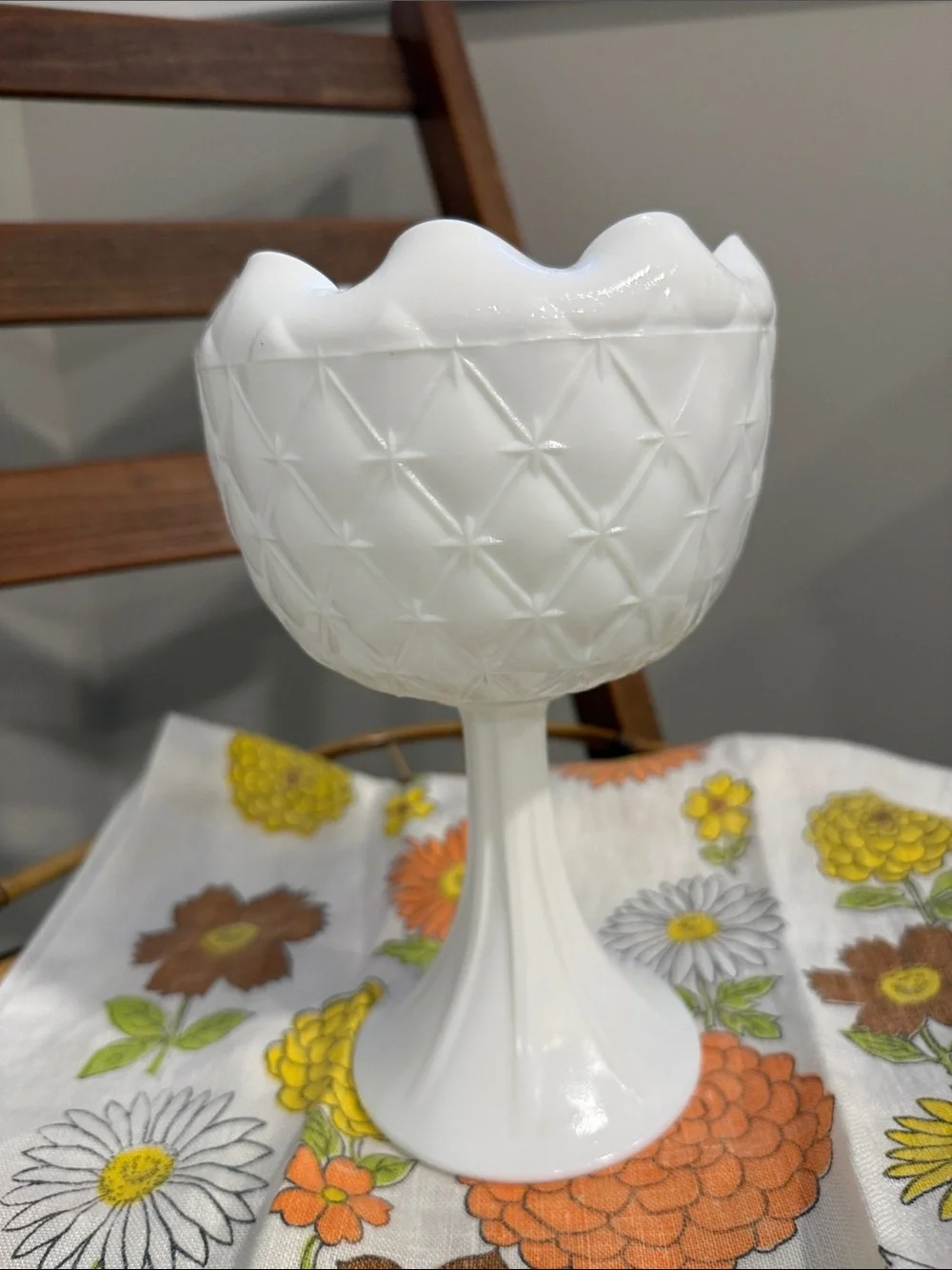 White Glass Pedestal Compote - Elegant Home Accents